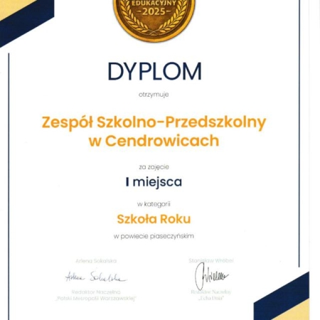  I miejsce w kategorii „SZKOŁA ROKU” w powiecie piaseczyńskim w Plebiscycie Edukacyjnym 2025!